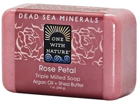 Rose Petal Soap Bar, 7 oz (200 g) by One with Nature, 洗澡，美容，肥皂，摩洛哥堅果 HK 香港