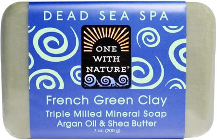 Triple Milled Mineral Soap, French Green Clay, 7 oz (200 g) by One with Nature, 洗澡，美容，肥皂 HK 香港