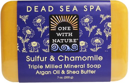 Triple Milled Mineral Soap, Sulfur & Chamomile, 7 oz (200 g) by One with Nature, 洗澡，美容，肥皂 HK 香港
