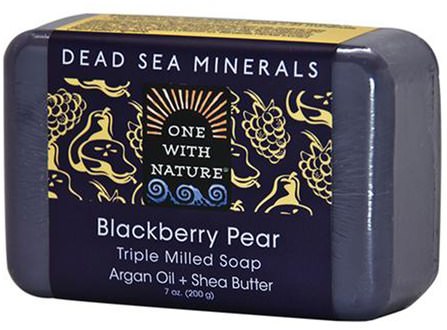 Triple Milled Soap Bar, Blackberry Pear, 7 oz (200 g) by One with Nature, 洗澡，美容，肥皂，乳木果油 HK 香港