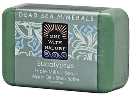 Triple Milled Soap Bar, Eucalyptus, 7 oz (200 g) by One with Nature, 洗澡，美容，肥皂，乳木果油 HK 香港