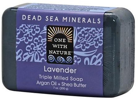 Triple Milled Soap, Lavender Soap Bar, 7 oz (200 g) by One with Nature, 洗澡，美容，肥皂，摩洛哥堅果 HK 香港