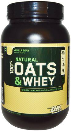 100% Oats & Whey, Vanilla Bean, 3.0 lbs (1.363 g) by Optimum Nutrition, 補充劑，蛋白質奶昔，運動 HK 香港