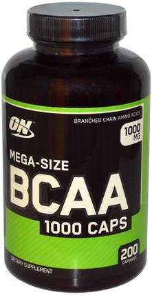 BCAA 1000 Caps, Mega-Size, 1.000 mg, 200 Capsules by Optimum Nutrition, 體育 HK 香港