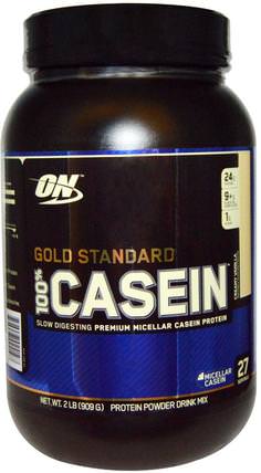 Gold Standard, 100% Casein, Creamy Vanilla, 2 lbs (909 g) by Optimum Nutrition, 體育 HK 香港