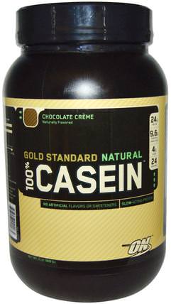 Gold Standard, 100% Casein, Natural, Chocolate Crme, 2 lbs (909 g) by Optimum Nutrition, 體育 HK 香港