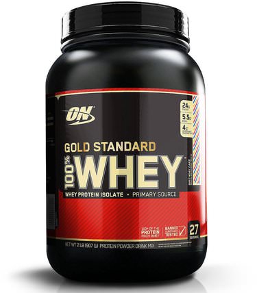 Gold Standard, 100% Whey, Birthday Cake, 2 lb (907 g) by Optimum Nutrition, 體育 HK 香港