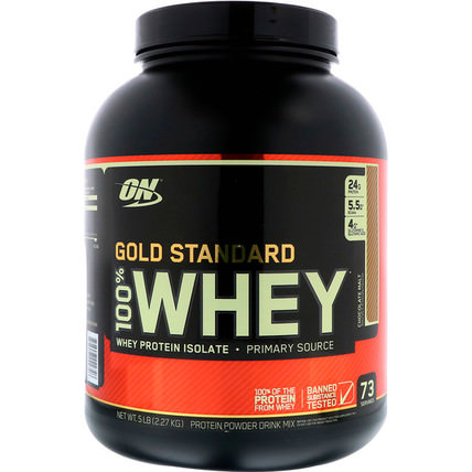 Gold Standard, 100% Whey, Chocolate Malt, 5 lbs (2.273 g) by Optimum Nutrition, 體育 HK 香港