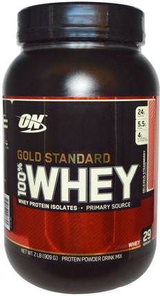 Gold Standard, 100% Whey, Delicious Strawberry, 2 lbs (909 g) by Optimum Nutrition, 體育 HK 香港