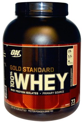 Gold Standard, 100% Whey, Delicious Strawberry, 5 lbs (2.27 kg) by Optimum Nutrition, 體育 HK 香港
