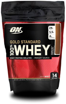 Gold Standard, 100% Whey, Double Rich Chocolate, 1 lb (454 g) by Optimum Nutrition, 體育 HK 香港