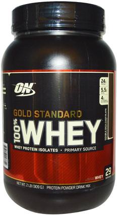Gold Standard, 100% Whey, Double Rich Chocolate, 2 lb (909 g) by Optimum Nutrition, 體育 HK 香港