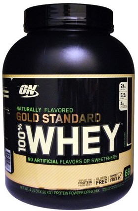 Gold Standard, 100% Whey, Natural, Chocolate, 4.8 lb (2.18 kg) by Optimum Nutrition, 體育 HK 香港
