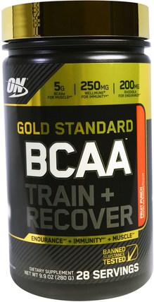 Gold Standard, BCAA Train + Recover, Fruit Punch, 9.9 oz (280 g) by Optimum Nutrition, 體育 HK 香港