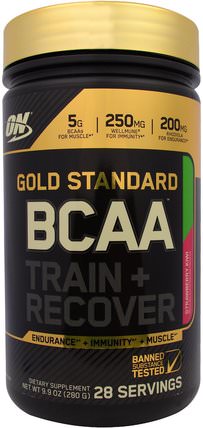 Gold Standard, BCAA Train + Recover, Strawberry Kiwi, 9.9 oz (280 g) by Optimum Nutrition, 體育 HK 香港
