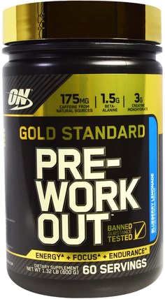 Gold Standard, Pre-Workout, Blueberry Lemonade, 1.32 lbs (600 g) by Optimum Nutrition, 體育 HK 香港