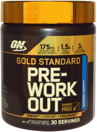 Gold Standard, Pre-Workout, Blueberry Lemonade, 10.58 oz (300 g) by Optimum Nutrition, 體育 HK 香港