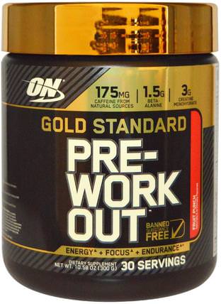 Gold Standard, Pre-Workout, Fruit Punch, 10.58 oz (300 g) by Optimum Nutrition, 體育 HK 香港