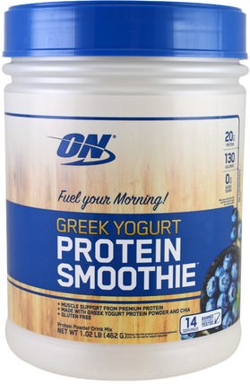 Greek Yogurt, Protein Smoothie, Blueberry, 1.02 lb (464 g) by Optimum Nutrition, 體育 HK 香港
