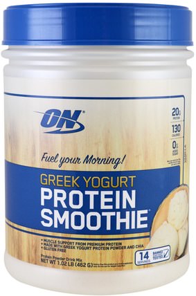 Greek Yogurt, Protein Smoothie, Vanilla, 1.02 lb (462 g) by Optimum Nutrition, 體育 HK 香港