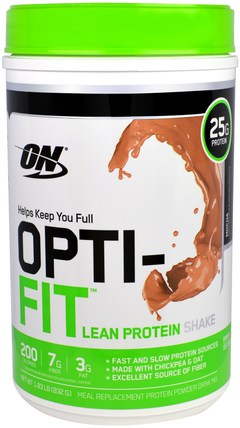 Opti-Fit Lean Protein Shake, Mocha, 1.83 lb (832 g) by Optimum Nutrition, 補充劑，蛋白質奶昔，運動 HK 香港