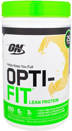 Opti-Fit Lean Protein Shake, Vanilla, 1.8 lb (816 g) by Optimum Nutrition, 補充劑，蛋白質奶昔，運動 HK 香港