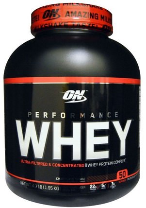 Performance Whey, Chocolate Shake, 4.3 lb (1.95 kg) by Optimum Nutrition, 體育 HK 香港