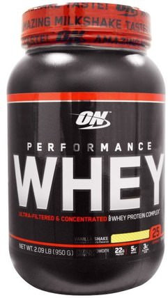 Performance Whey, Vanilla Shake, 2.09 lb (950 g) by Optimum Nutrition, 體育 HK 香港