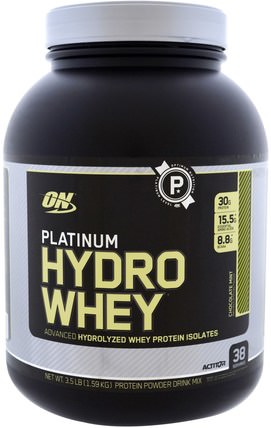 Platinum Hydro Whey, Chocolate Mint, 3.5 lb (1.59 kg) by Optimum Nutrition, 體育 HK 香港