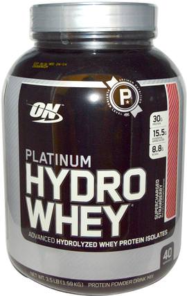 Platinum Hydro Whey, Supercharged Strawberry, 3.5 lbs (1.59 kg) by Optimum Nutrition, 體育 HK 香港