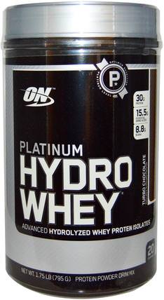 Platinum Hydro Whey, Turbo Chocolate, 1.75 lbs (795 g) by Optimum Nutrition, 體育 HK 香港