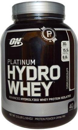 Platinum Hydro Whey, Turbo Chocolate, 3.5 lbs (1.59 kg) by Optimum Nutrition, 體育 HK 香港