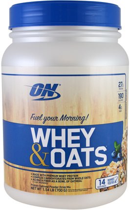 Whey & Oats, Blueberry Muffin, 1.54 lb (700 g) by Optimum Nutrition, 食品，食品，運動，燕麥燕麥片 HK 香港