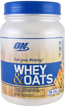 Whey & Oats, Vanilla Almond Pastry, 1.54 lb (700 g) by Optimum Nutrition, 食品，食品，運動，燕麥燕麥片 HK 香港