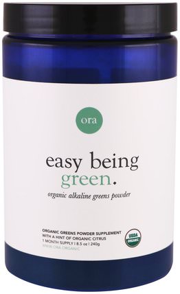 Easy Being Green, Organic Alkaline Greens Powder, Hint of Organic Citrus, 8.5 (240 g) by Ora, 補品，超級食品 HK 香港
