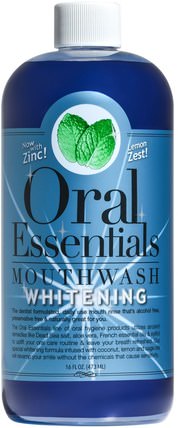 Mouthwash, Whitening with Zinc, Lemon Zest, 16 fl oz (473 ml) by Oral Essentials, 健康，口乾，口腔牙齒護理 HK 香港