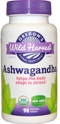 Ashwagandha, 90 Veggie Caps by Oregons Wild Harvest, 補充劑，adaptogen，ashwagandha withania somnifera HK 香港