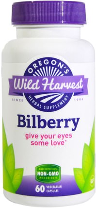 Bilberry, 60 Non-GMO Veggie Caps by Oregons Wild Harvest, 健康，眼部護理，視力保健，越橘，視力 HK 香港