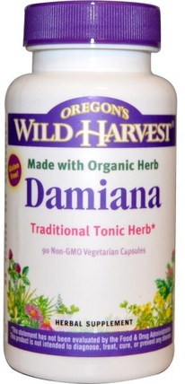 Damiana, 90 Non-GMO Veggie Caps by Oregons Wild Harvest, 草藥，達米阿那 HK 香港