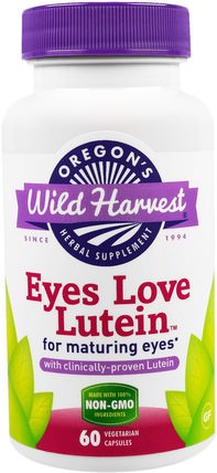 Eyes Love Lutein, 60 Veggie Caps by Oregons Wild Harvest, 補充劑，抗氧化劑，葉黃素，健康，眼部護理，視力保健 HK 香港