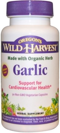 Garlic, 90 Non-GMO Veggie Caps by Oregons Wild Harvest, 補充劑，抗生素，大蒜 HK 香港