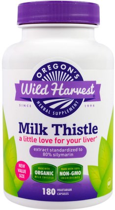 Milk Thistle, Non-GMO, 180 Vegetarian Capsules by Oregons Wild Harvest, 健康，排毒，奶薊（水飛薊素） HK 香港