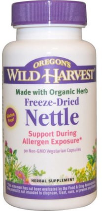 Nettle, Freeze-Dried, 90 Non-GMO Veggie Caps by Oregons Wild Harvest, 草藥，蕁麻刺痛，蕁麻根 HK 香港