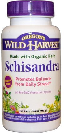 Schisandra, 90 Non-GMO Veggie Caps by Oregons Wild Harvest, 草藥，五味子（五味子） HK 香港