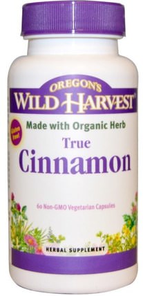 True Cinnamon, 60 Non-GMO Veggie Caps by Oregons Wild Harvest, 草藥，肉桂提取物 HK 香港
