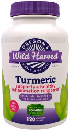 Turmeric, 120 Vegetarian Capsules by Oregons Wild Harvest, 補充劑，抗氧化劑，薑黃素 HK 香港