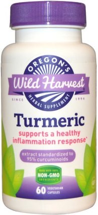 Turmeric, 60 Vegetarian Capsules by Oregons Wild Harvest, 補充劑，抗氧化劑，薑黃素，薑黃 HK 香港