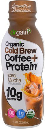 Organic Cold Brew Coffee + Protein, Iced Mocha, 11.5 fl oz (340 ml) by Orgain, 補充劑，蛋白質飲料 HK 香港