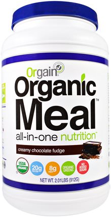 Organic Meal, All-In-One Nutrition, Creamy Chocolate Fudge, 2.01 lbs (912 g) by Orgain, 補充劑，蛋白質或蛋白粉 HK 香港