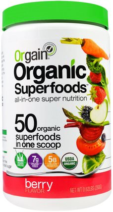 Organic Superfoods, All-In-One Super Nutrition, Berry Flavor, 0.62 lbs (280 g) by Orgain, 補品，超級食品 HK 香港